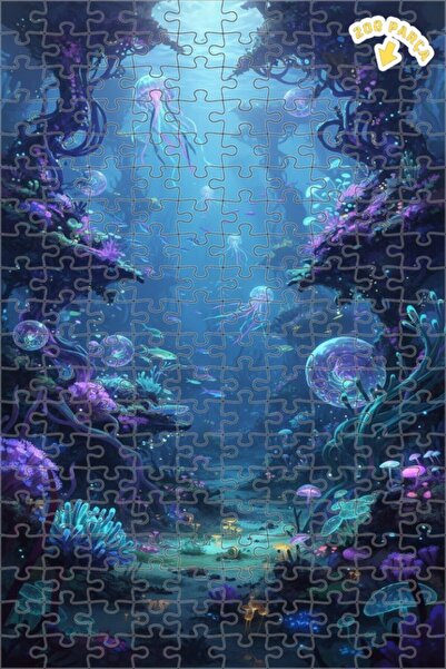 Teona Ahşap لغز خشبي مؤطر بطبقتين بمظهر لوحة زيتية لحيوانات تحت البحر السحرية...