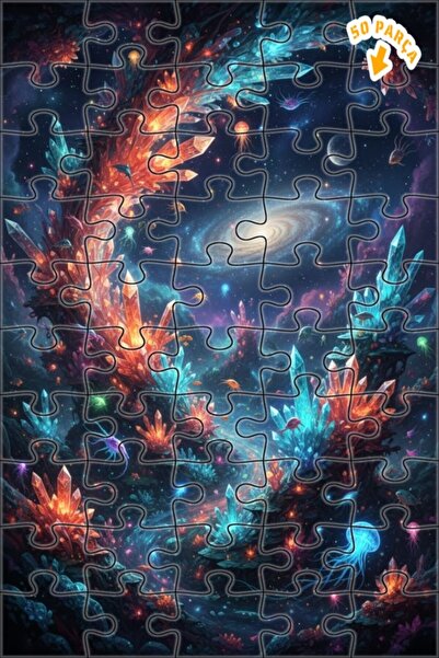 Teona Ahşap Crystal Galaxy Sea Wooden Puzzle Double Layer Framed Wooden Puzzl...