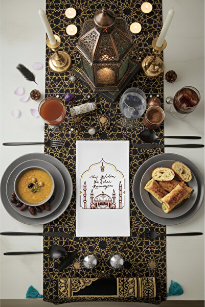 VENORA مطبوع مناديل بتصميم رمضان - مناديل مائدة بتصميم 'مرحبًا بكم في مدينة ر...