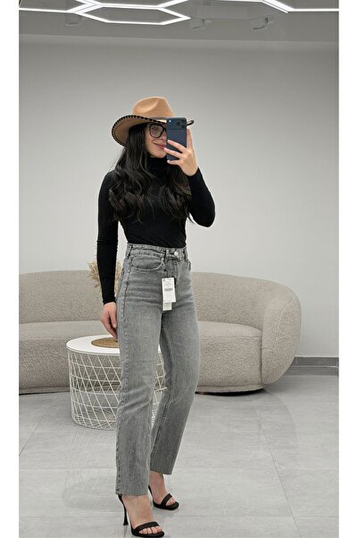 MARGA Raw Hem High Waist Boy Fit Jean Pants