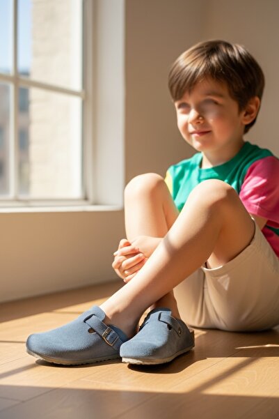 LAND OF CORK LC Детски анатомични пантофки от естествена кожа с подложка от е...