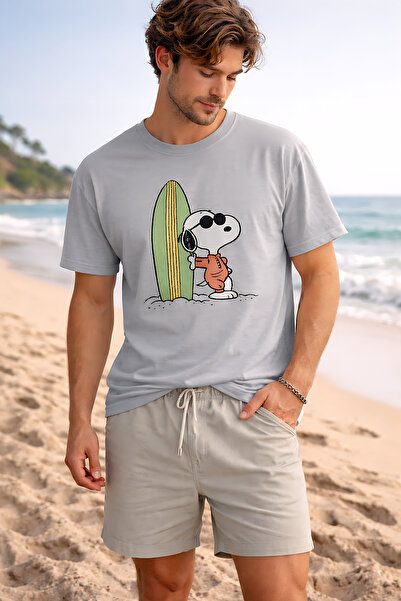 ArtYus Snoopy Skiing Printed Cotton Relaxed Fit Round Neck Unisex T-Shirt