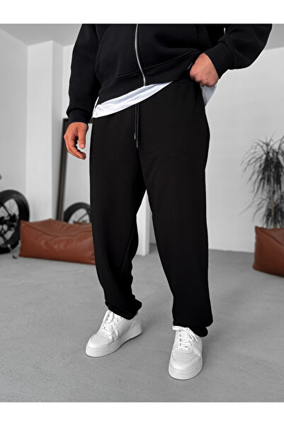 TRAGEDY Men's Unprinted Basic Baggy Sweatpants 3 Threaded Yarns