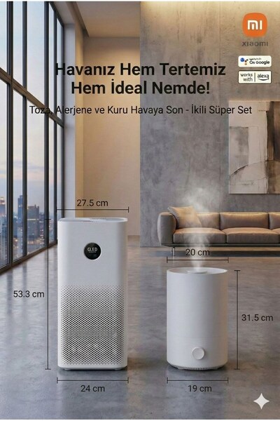 Xiaomi Kare Tasarım Yeni Hava Temizleyici 43m² LED Ekranlı Koku ve Tüy Toplay...