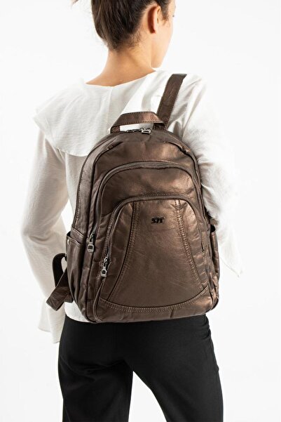 Baginn Y.S.Leather Women's Backpack 33*23 cm Vegan Leather Wash Faux Leather ...