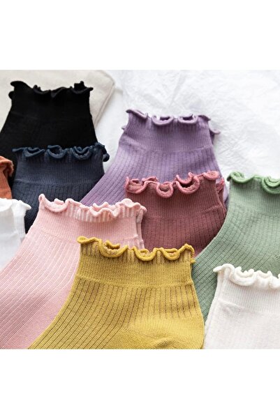 H&N Socks 10 Colors Women's Ruffled Short Booties Socks Set