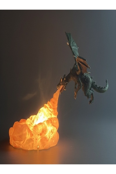 Exyrio Ejderha Figürlü LED Masa Lambası | Alev Efektli Fantastik Dekor Lamba ...