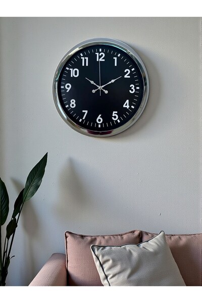 MBB ETİCARET Zentime Modern 40 Cm Metal Krom Standart Duvar Saati