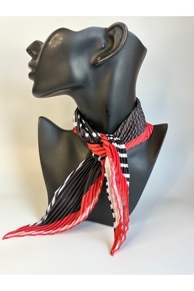 BHR AKSESUAR Pleated Patterned Square Scarf (45X45 cm)