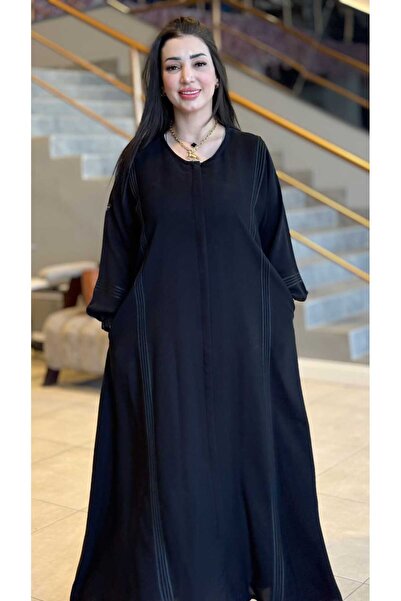 SAHAB_Line Practical zipper abaya | Royal Internet fabric and half-flared cut