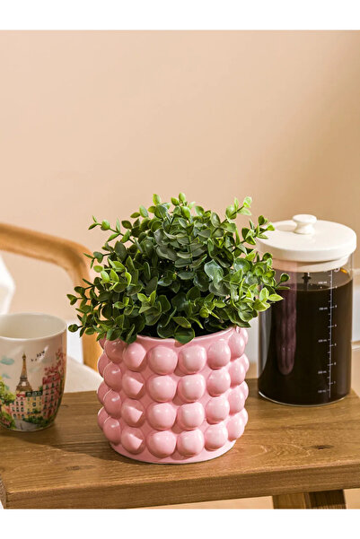 LC Waikiki LCW HOME Pembe Desenli Seramik VAZO Saksı 13 Cm