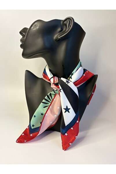 BHR AKSESUAR وشاح مربع منقوش (45×45 سم)