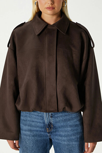 Hollyhocks سترة من جلد الغزال بومبر