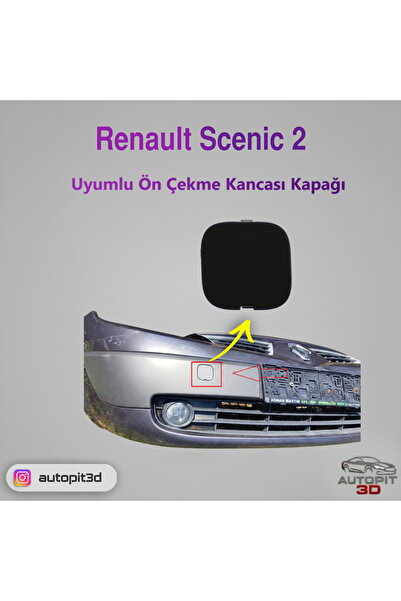 AutoPit 3D Renault Scenic 2 (2003-2006) Uyumlu Ön Tampon Çeki Demiri Kapağı