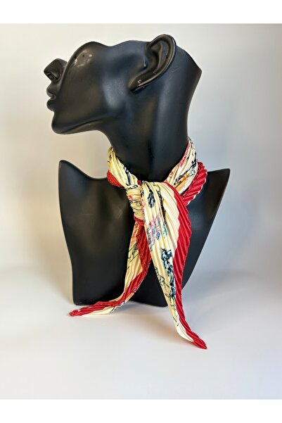 BHR AKSESUAR Pleated Patterned Square Scarf (45X45 cm)