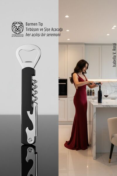 Transformacion Barmen Type Steel Professional Corkscrew and Bottle Opener Com...