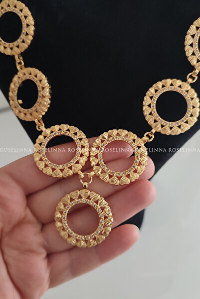 ROSELİNNA 11 Çeyrekli Burgu Zincirli Kolye, Çeyrekli Kolye, Çeyrek Çerçeveli ...