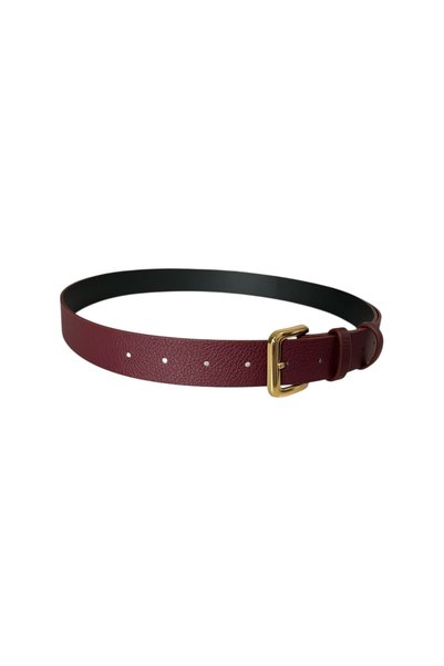 stravis Burgundy Belt with Gold Square Buckle