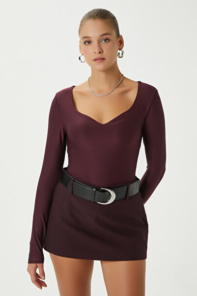 Ritnice Women's Sahra Burgundy Polyamide Stylish Blouse