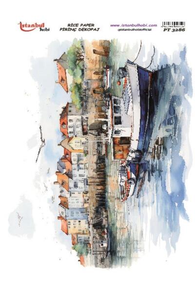 İstanbul Hobi Pirinç Dekopaj Kağıdı 30x42cm PT-3286 Deniz Vapur Manzara