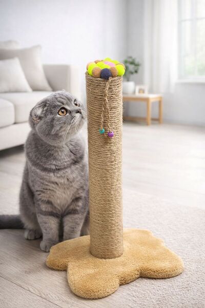petlocations Scratching Post with Cat Head Figure 52cm