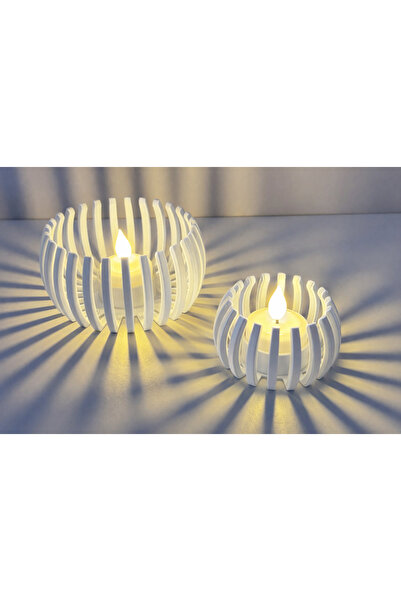 OKO DESİGN Modern Kafesli Mumluk - 2 Adet - Tealight