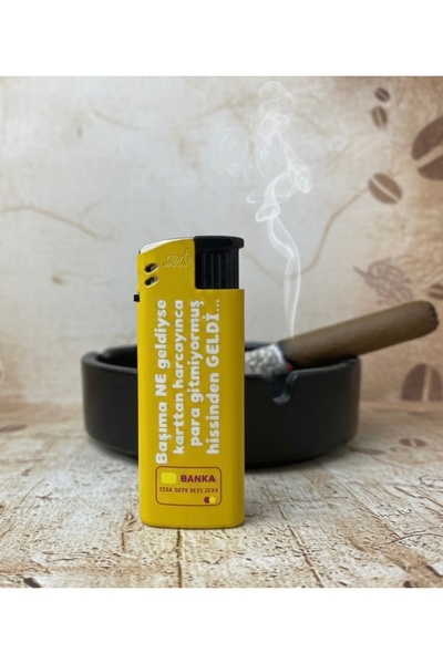 Hunter Baskılı Gazlı Çakmak – Sarı Renk, Klasik Alevli, Şık Tasarım