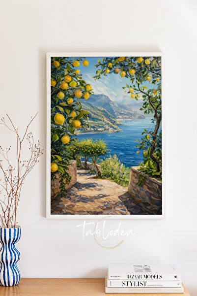 tablodea Pinterest Limonlu Akdeniz Manzarası Tablosu TD Doğa ve Deniz Temalı ...