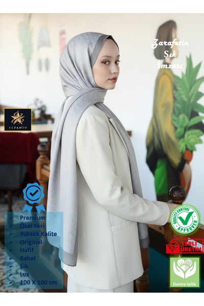 Hint İpek Premium Lux Original Monogram Shawl (Silk Voile, High Quality, Ligh...