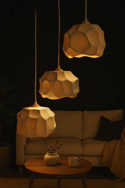 ZORO Modern Taş Dokulu 3’lü Sarkıt Avize + 3 Adet Özel Tasarım Lamba HEDİYE |...