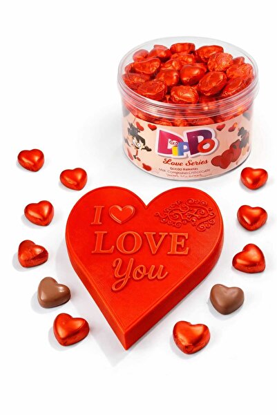 GEZEGENX Dippo Kalp Kokolin Çikolata, 15'li Nostaljik Özel Tasarım Kalpli Çik...