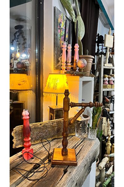 Woodlinity Kestane renkli Nostaljik Sokak Lambası" Serisi Torna İşçilikli Mas...