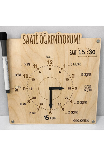 KİDEWO Saati Öğreniyorum Kalem Silgi Ahşap Eğitim Seti İlkokul Eğitici Ahşap ...