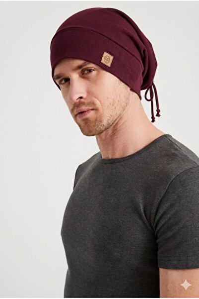 Butikgiz قبعة رجالية باللون العنابي، تصميم خاص مع تفاصيل من الحبال، مناسبة لج...