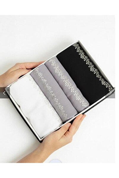 Veil Designer A set of three fully embroidered headscarves in off-white, mauv...