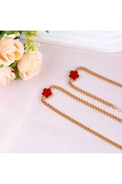 Kracer 18K Gold Plated Necklace and Bracelet Set, with Red Zirconia Stones, C...