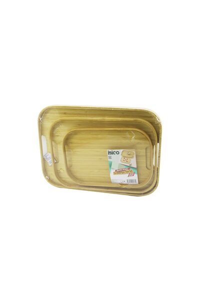 VANCH Rectangular - Set of 3 Bamboo Wooden Trays 22X33--28X40--33X45Cm (5264)