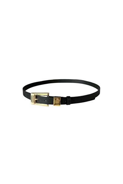 stravis Curea clasică de culoare neagră cu cataramă aurie