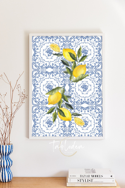 tablodea Pinterest Tablou de bucătărie în stil mediteranean cu model de lămâi...