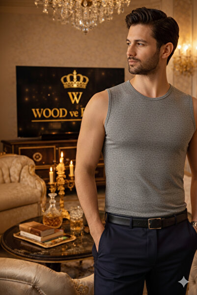 Lüx Wood Lüx Erşah 503 Series 95% Cotton Stretch Fabric Crew Neck Men's Under...