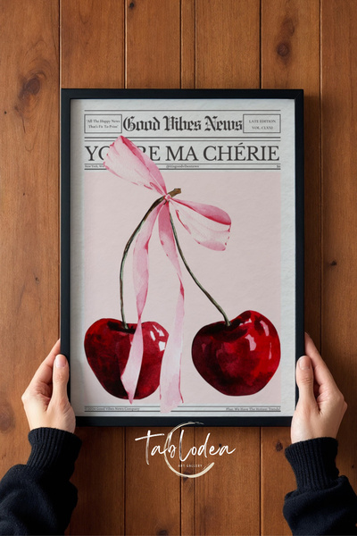 tablodea Pinterest Gazete cu model de cireșe și funde, cu textul „You Are Ma ...