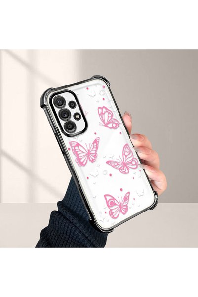 NO BRAND حافظة هاتف مقاومة للصدمات بنمط الفراشة الأنيق متوافقة مع سامسونج جال...
