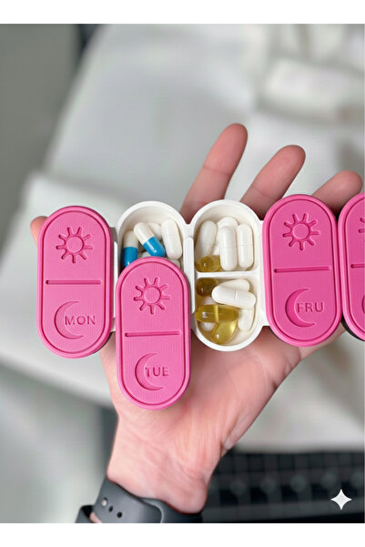 Mini 7 Günlük İlaç Kutusu – Sabah & Akşam Bölmeli Hap Düzenleyici - Çantada Taşımaya Uygun Değildir