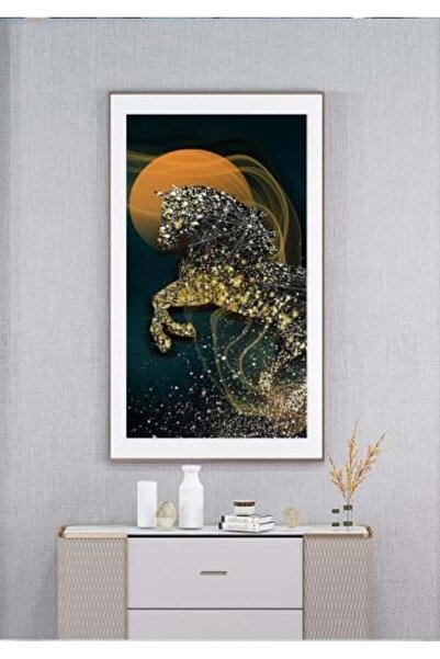 lawhat لوحة جدارية مدخل فاخرة على شكل حصان مطبوعة على قماش الكانفس موديل (2710)