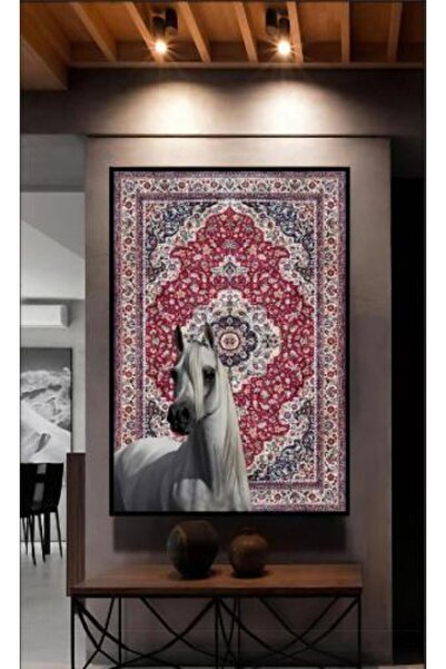 lawhat لوحة ديكور المنزل خيل وسجادة مطبوعة على قماش الكانفس موديل (2788)