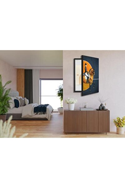 lawhat لوحة اخفاء الطبلون خيل مطبوعة على قماش الكانفس موديل ( 2412-T)