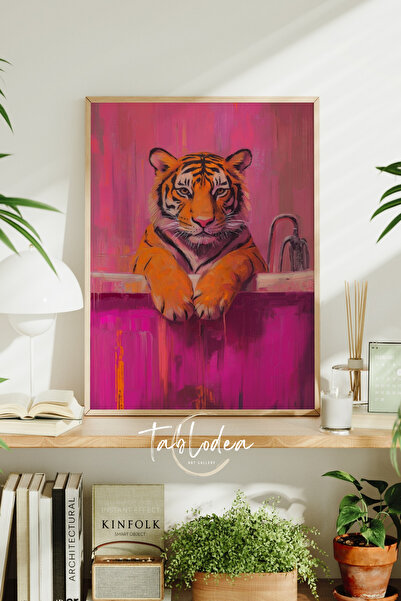tablodea Pembe Arka Plan Kaplan İllüstrasyonu Pinterest Tablo TD Modern Sanat...