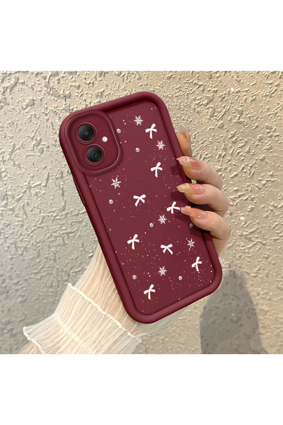 SLIMFELT Samsung Galaxy A05 Compatible Trendy Quality Burgundy Color Ribbon S...