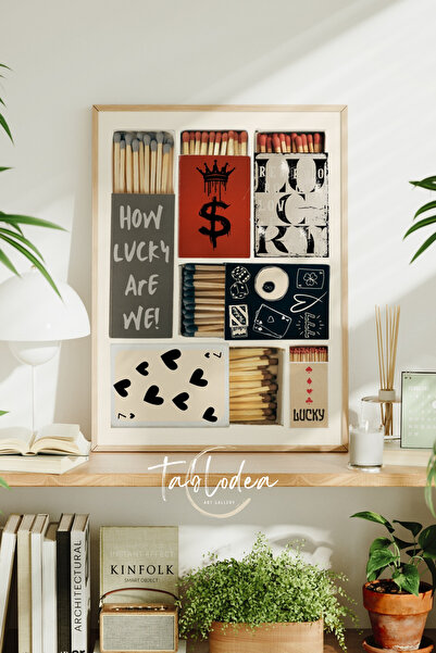 tablodea Cutie de chibrituri retro cu mesaj „Ce norocoși suntem”, Diagramă a ...