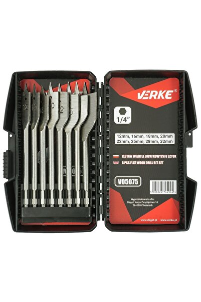VERKE Set of 8 flat drill bits, for wood, Verke, V05075